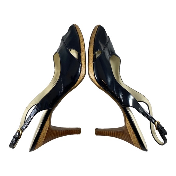 Liz Claiborne black patent look cork sandals 9 - Picture 5 of 8